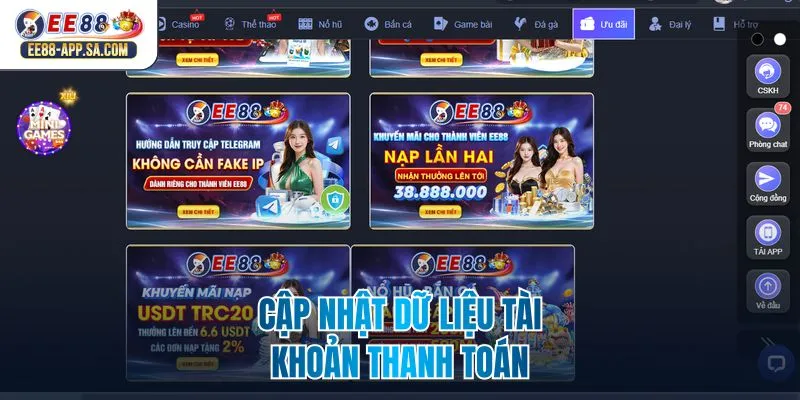 Cập nhật dữ liệu tài khoản thanh toán