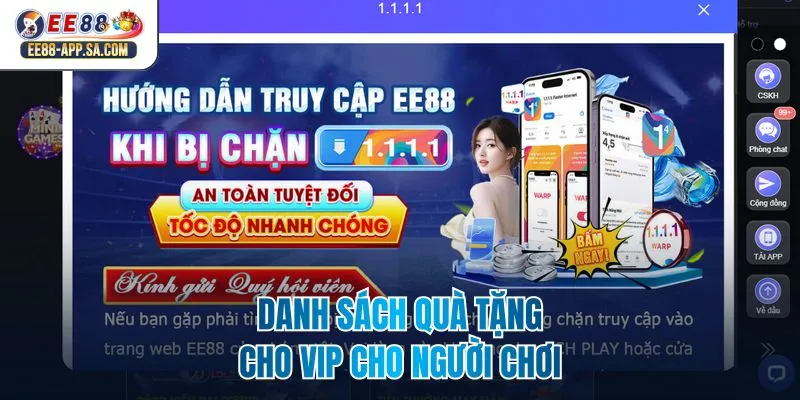 Danh sách quà tặng cho VIP cho người chơi