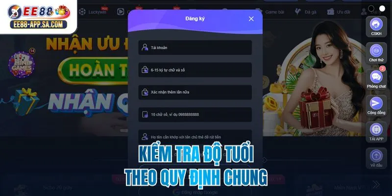 Kiểm tra độ tuổi theo quy định chung