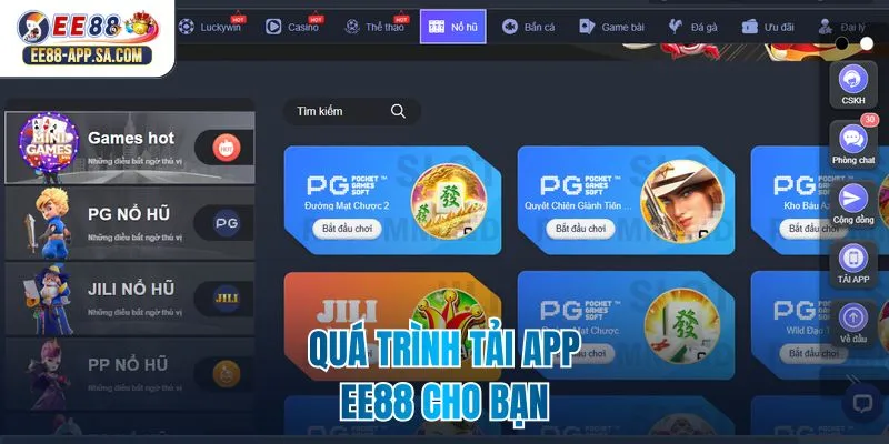 Quá trình tải app EE88 cho bạn