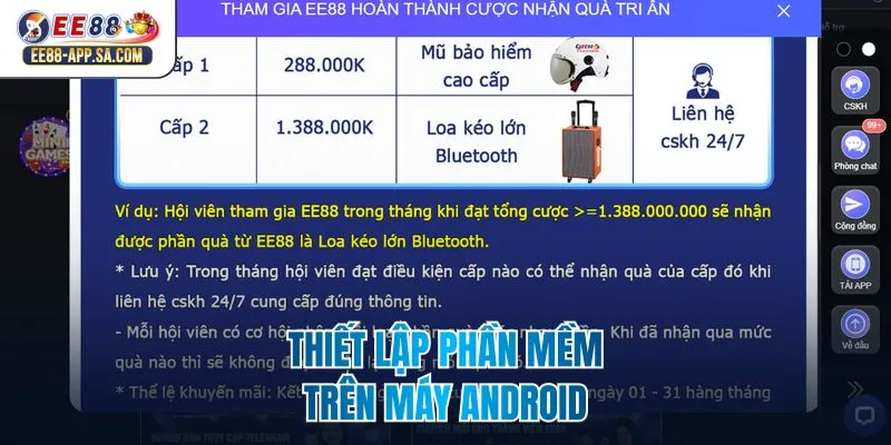 Thiết lập phần mềm trên máy Android